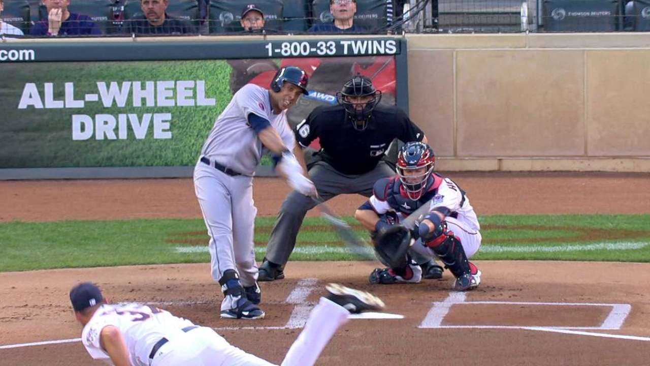 Brantley notches 2 hits in return from back stiffness