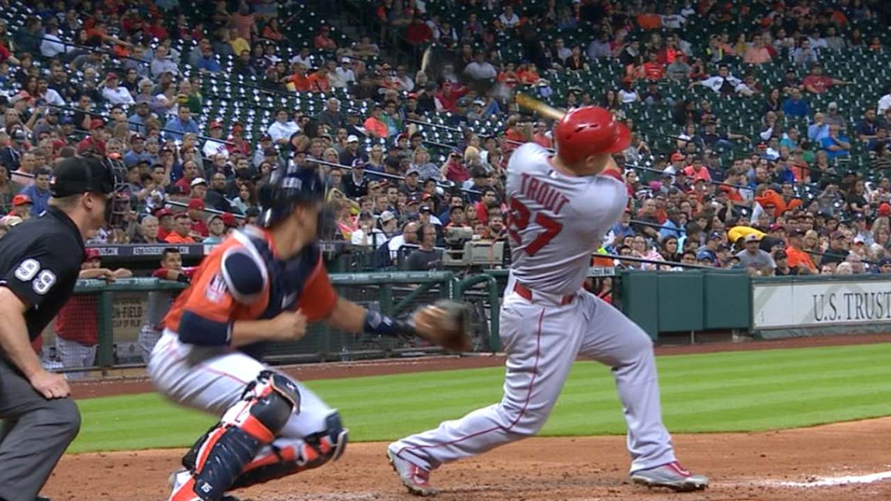 Trout goes deep; youngest to 100 HRs, 100 SBs