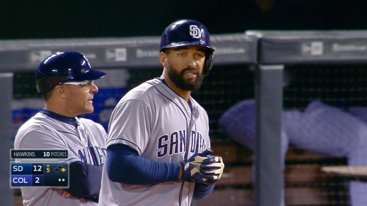 Padres come out swinging, pile up hits in Colorado