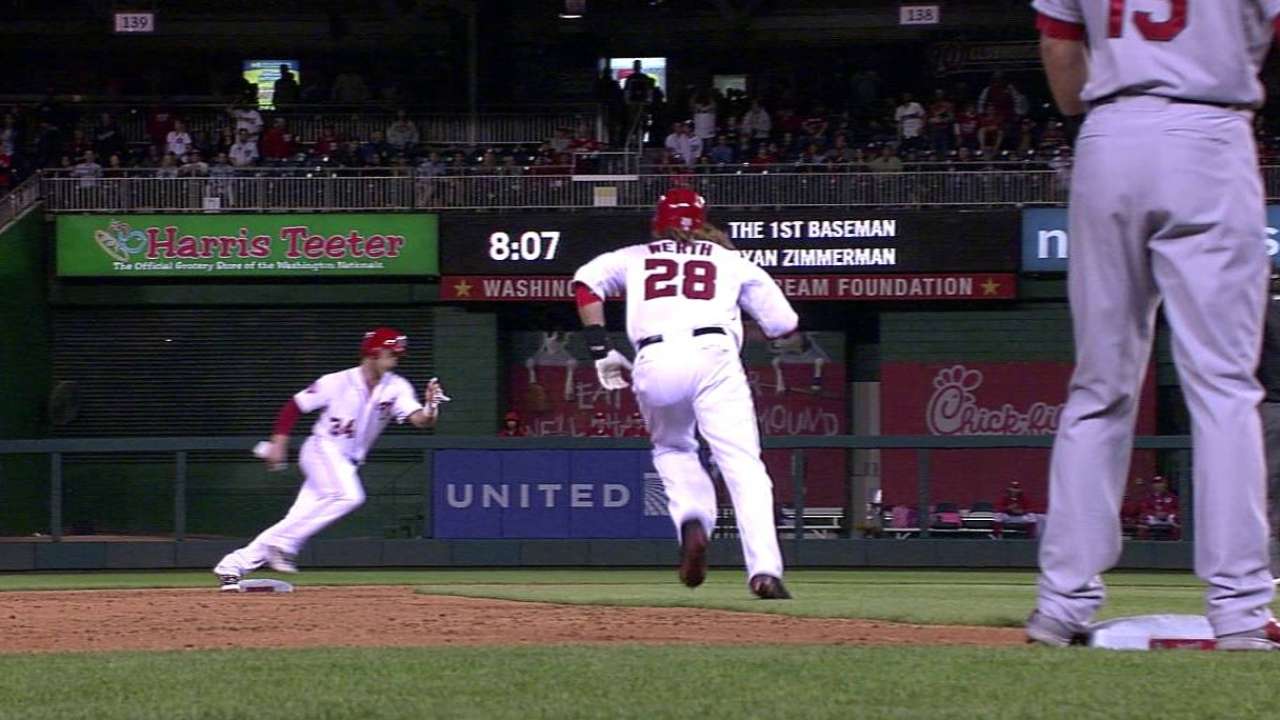 Harper called out after not retouching second base
