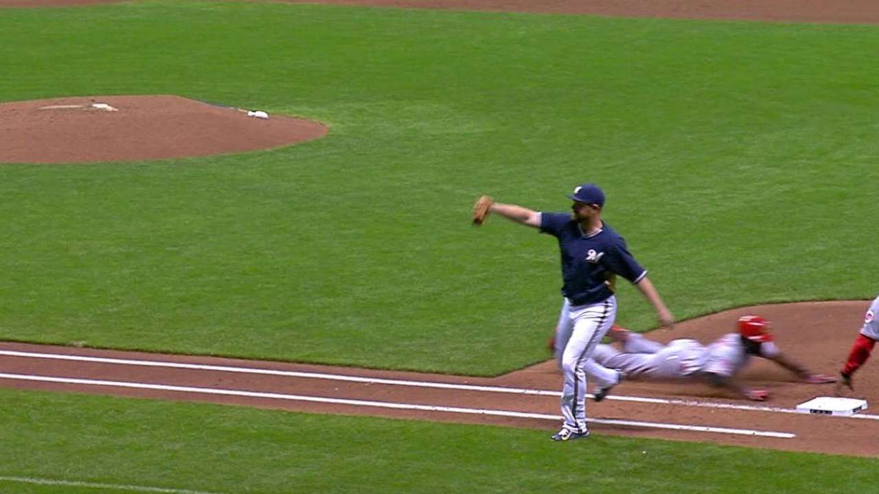 Phillips reaches on an error