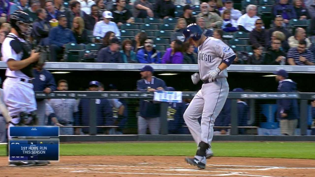 Happy to be back at Coors, Barmes hits first '15 homer