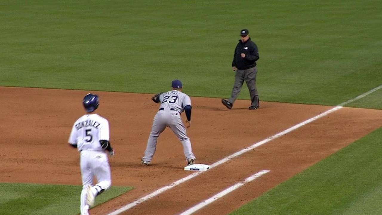 Gyorko's nice grab behind first