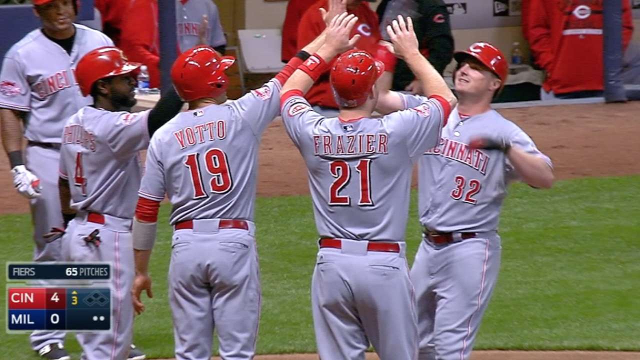 Reds, Crew hit three grand slams