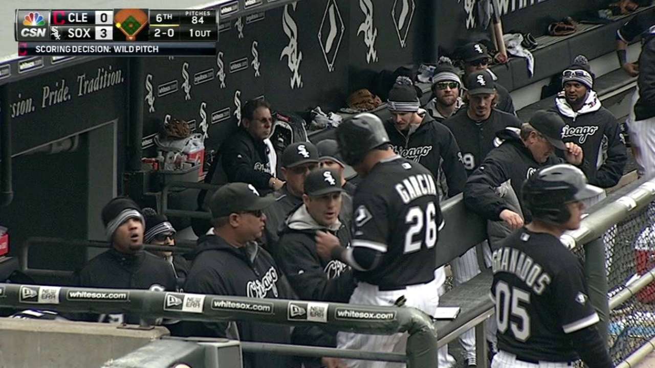 Garcia scores on wild pitch