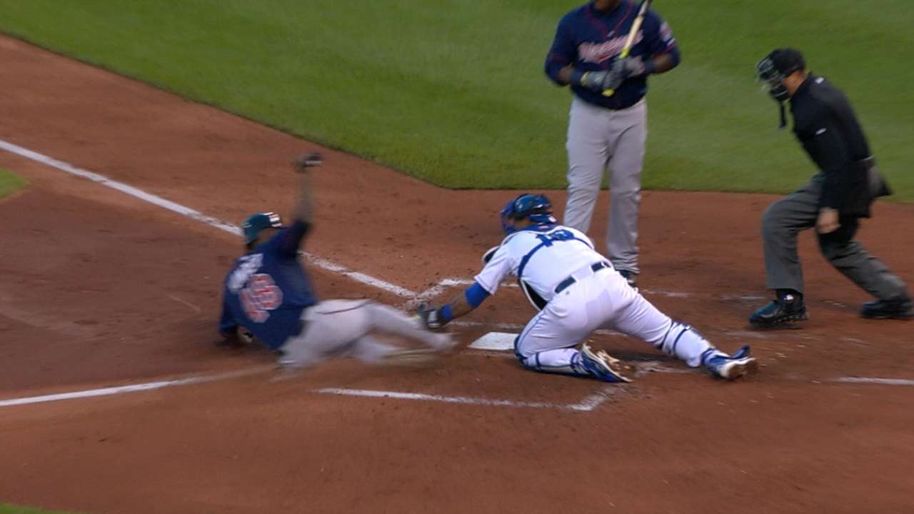 Torii nabbed trying to steal home against Royals