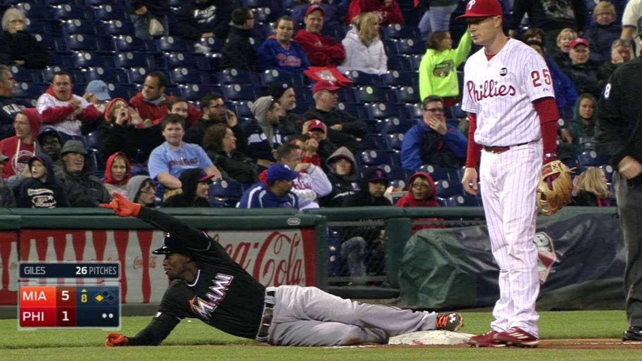 Marlins score three on error