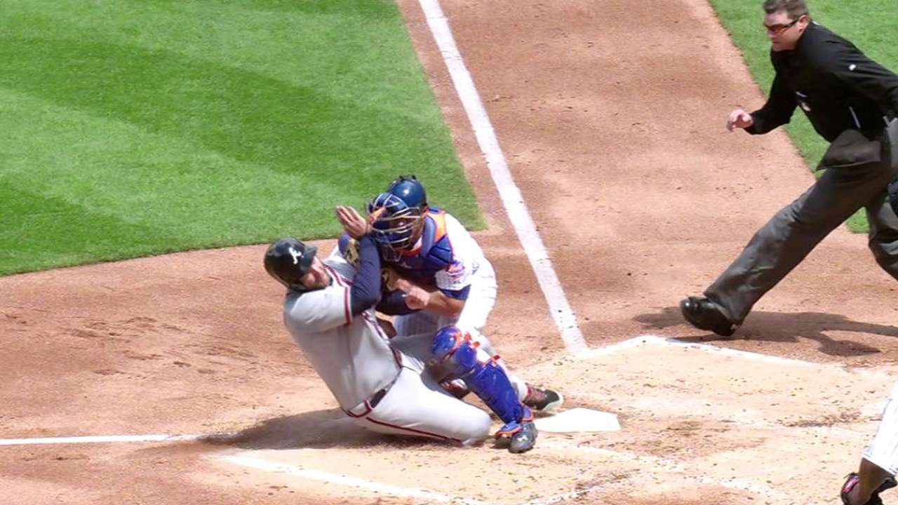 Braves' run on review of collision ruling perplexes Mets