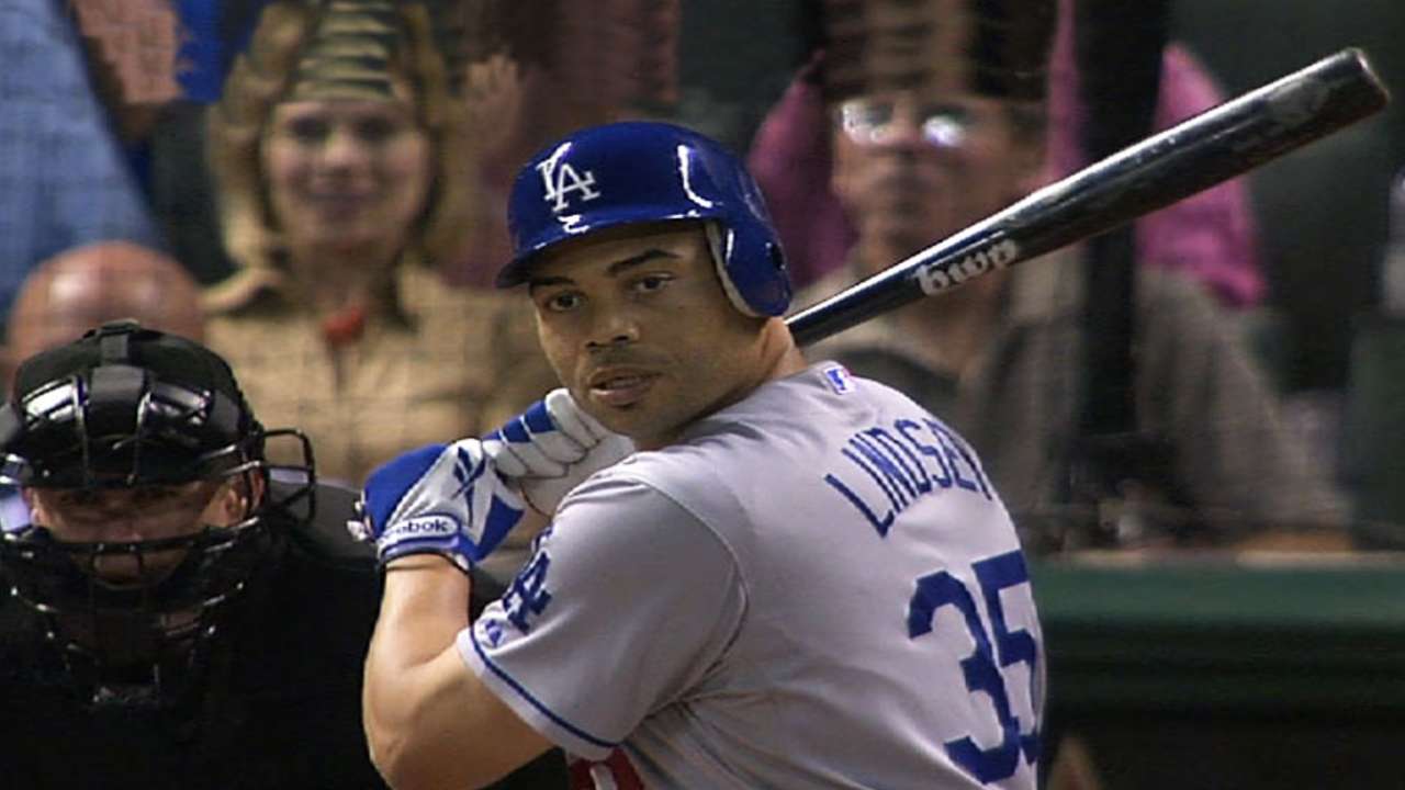 Lindsey's first MLB at-bat