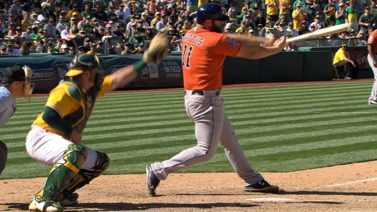 Gattis leads Astros as they sweep A's