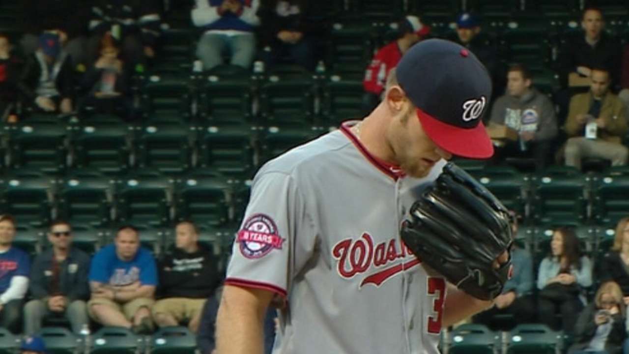 Strasburg strikes out seven