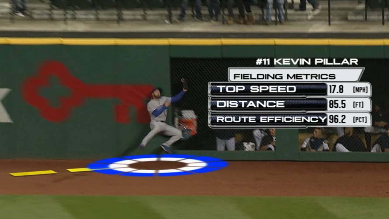 Statcast: Pillar crashes into wall to make catch