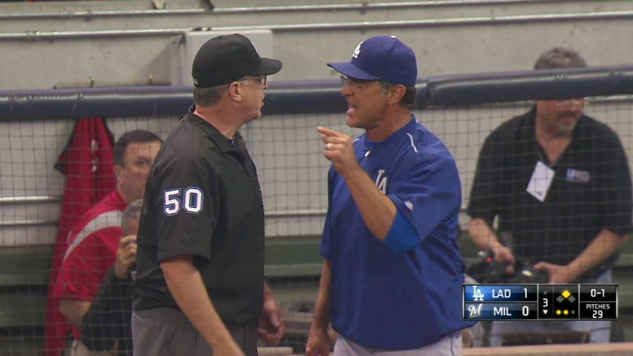 Mattingly tossed after balk