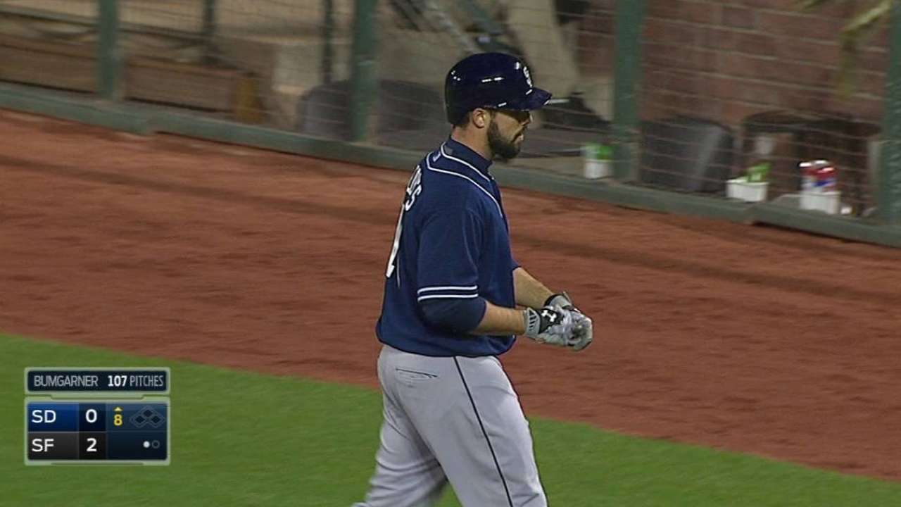 Hedges' first MLB at-bat