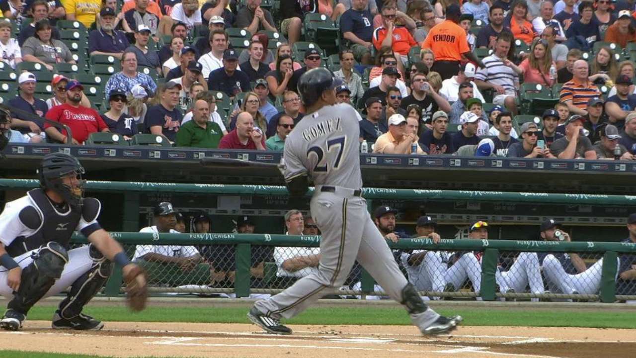 C. Gomez's leadoff homer