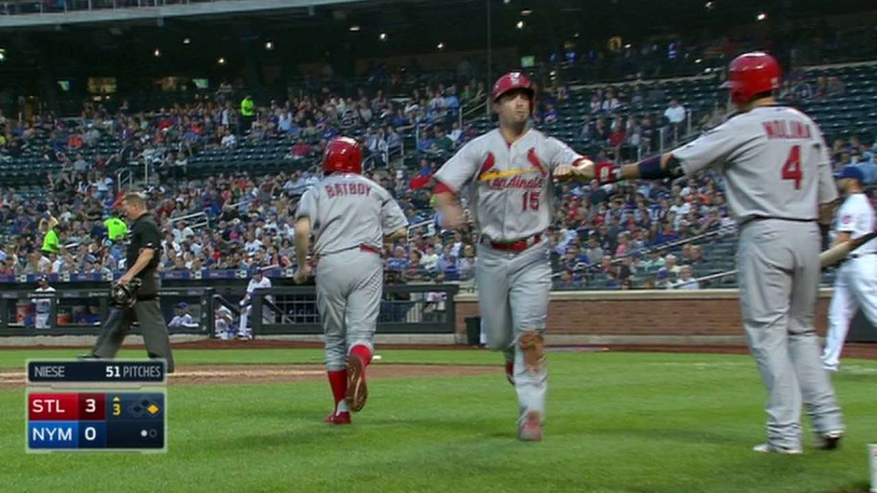 Cardenales le cayeron a palos a Niese y los Mets