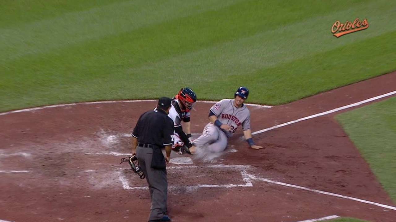 Orioles combine for out at home