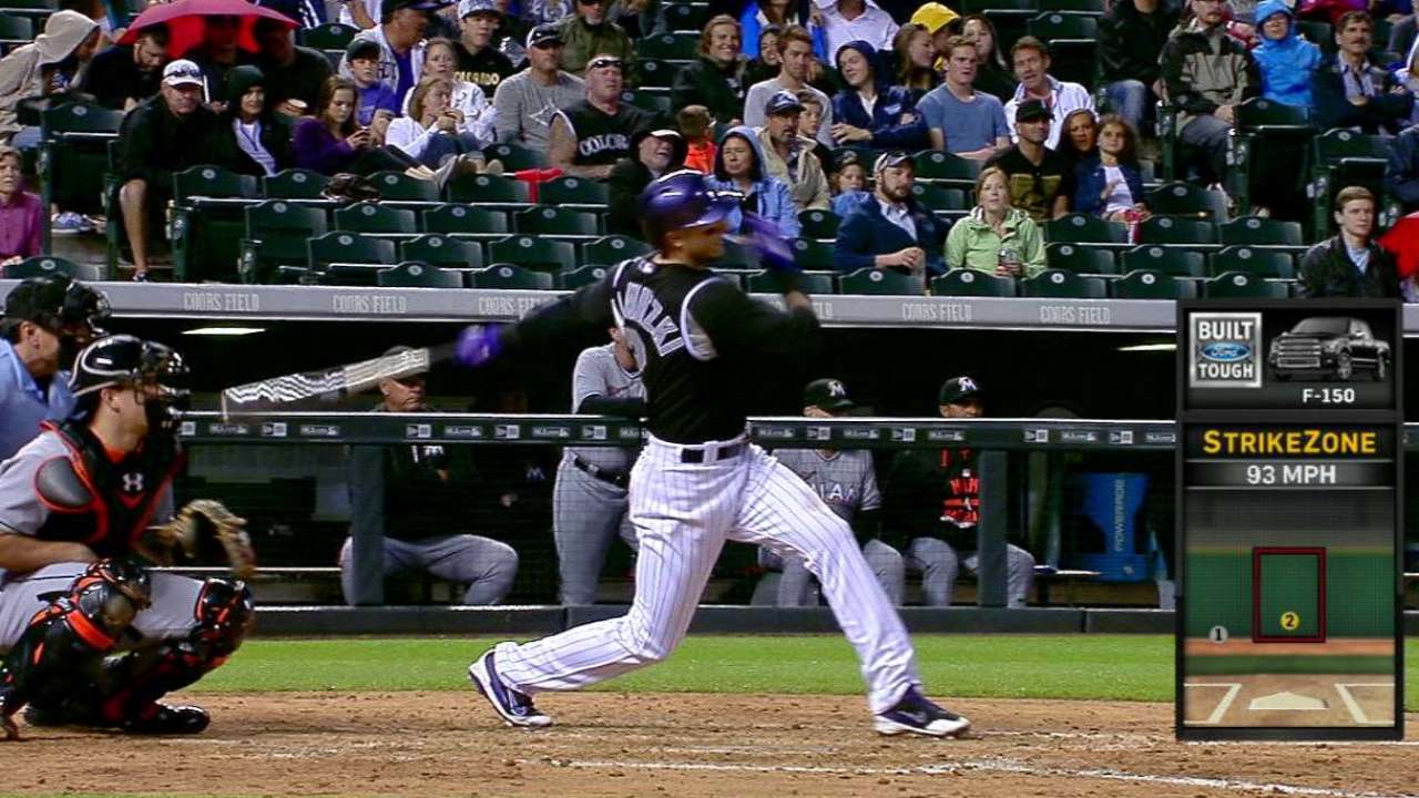 Rockies' offense all wet at rainy Coors