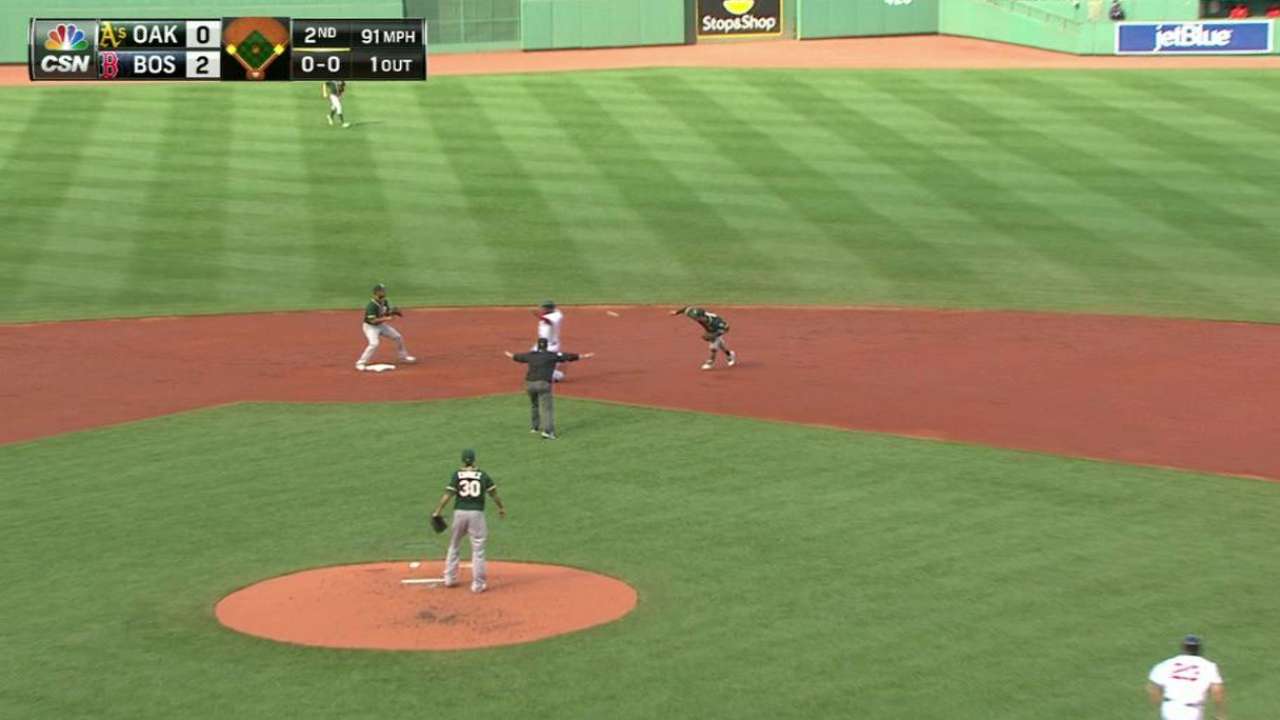 Streaking A's hit speed bump in Boston