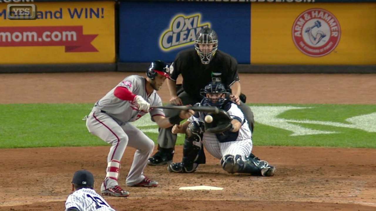 Tanaka K's Harper on foul bunt