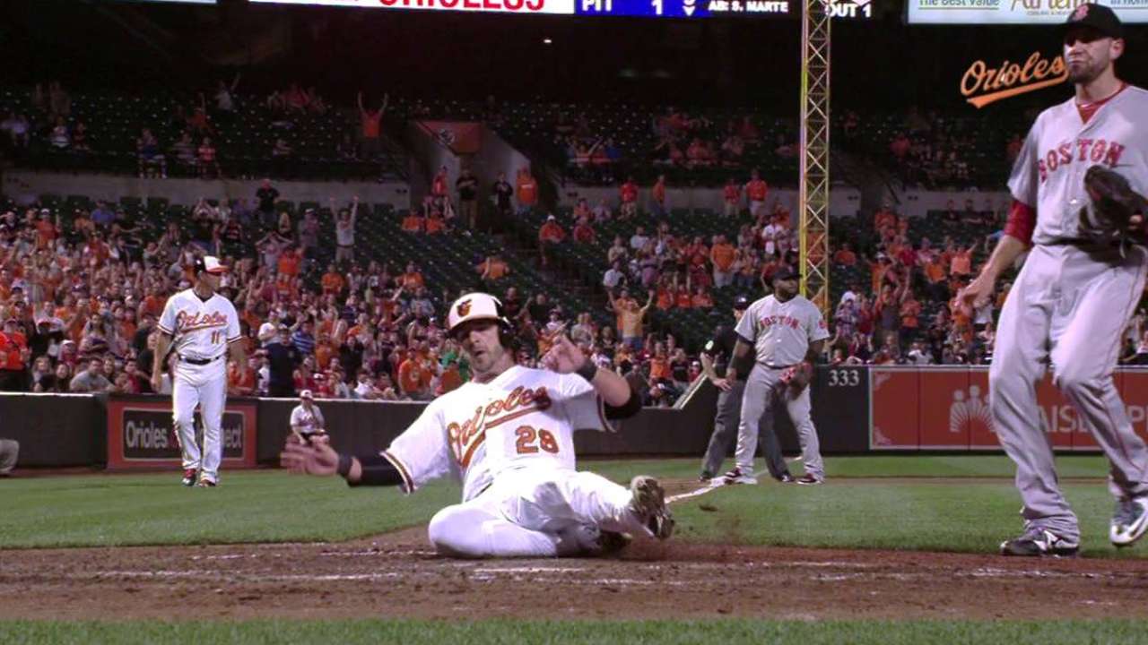 Gracias a un wild pitch Baltimore superó a Boston