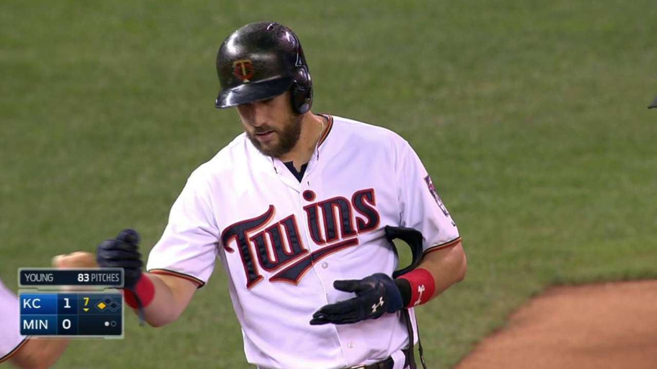 Plouffe triples, ends no-hit bid