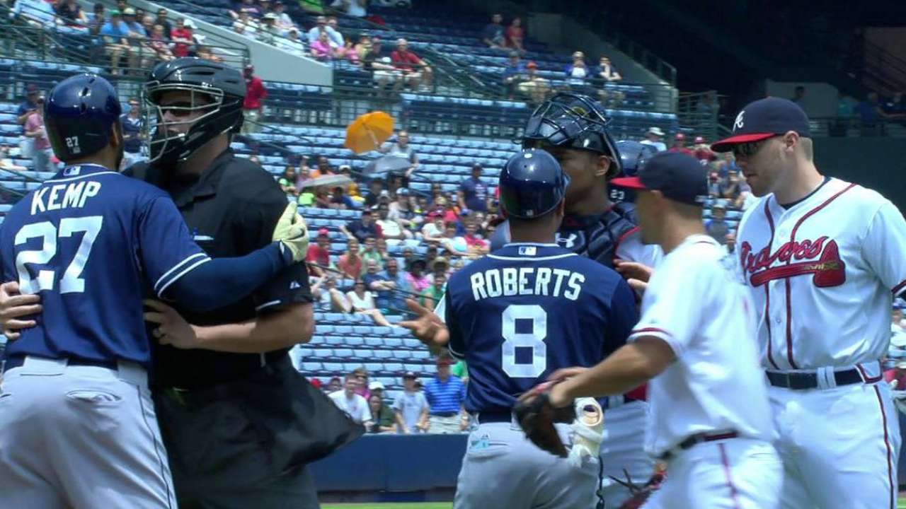Benches clear after Teheran plunks Kemp