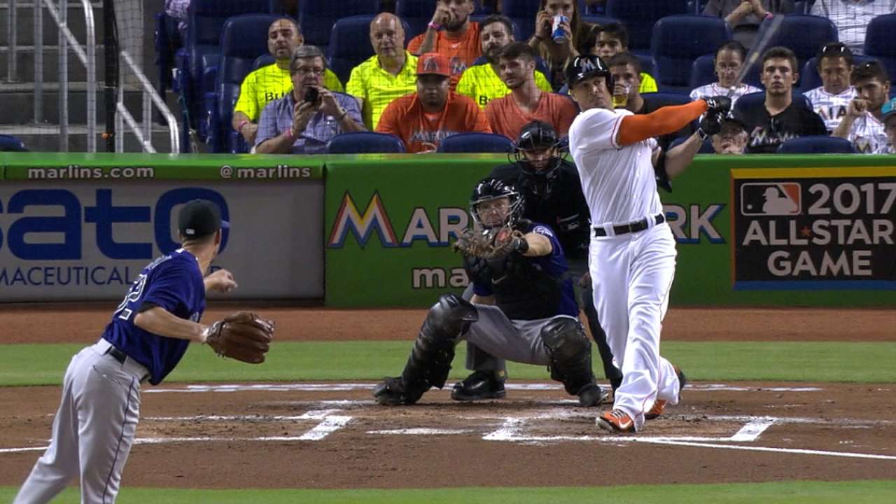 Stanton, Marlins back Phelps' career night vs. Rockies