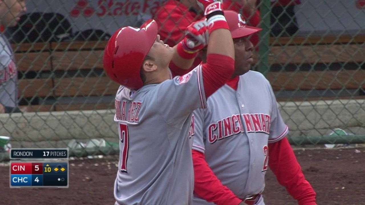 Sencillo de Suárez en la 10ma. da triunfo a Rojos vs. Cachorros