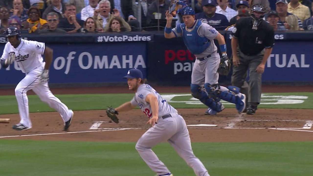Kershaw hit by a liner, stays in
