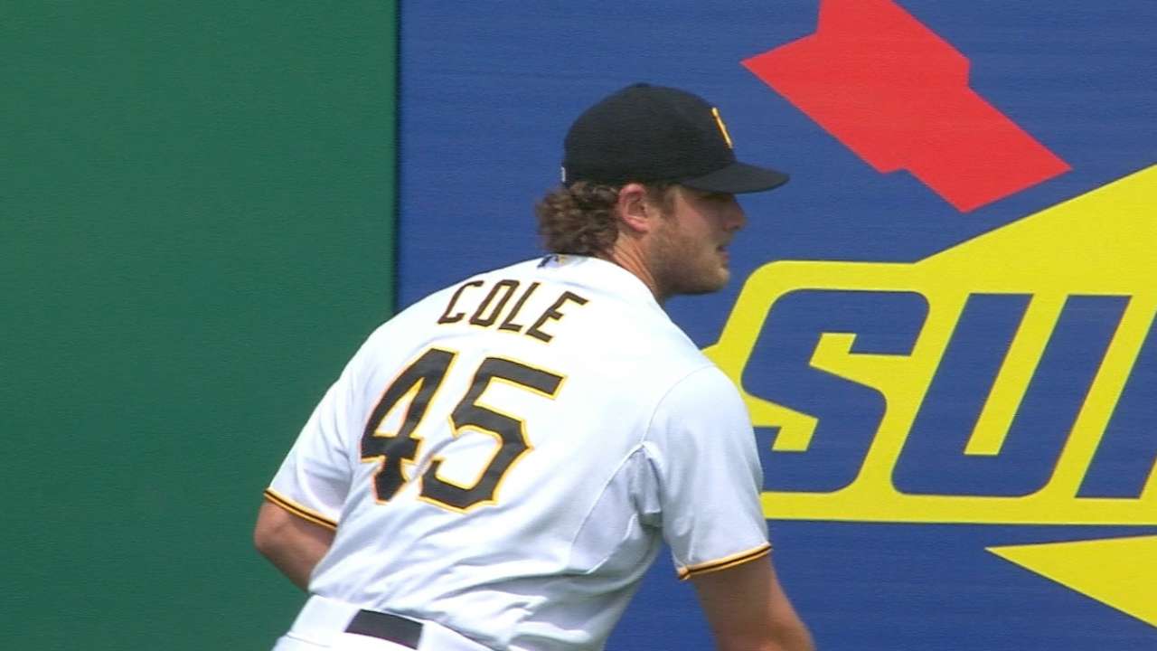 Cole posts MLB-leading 10th win as Bucs win squeaker