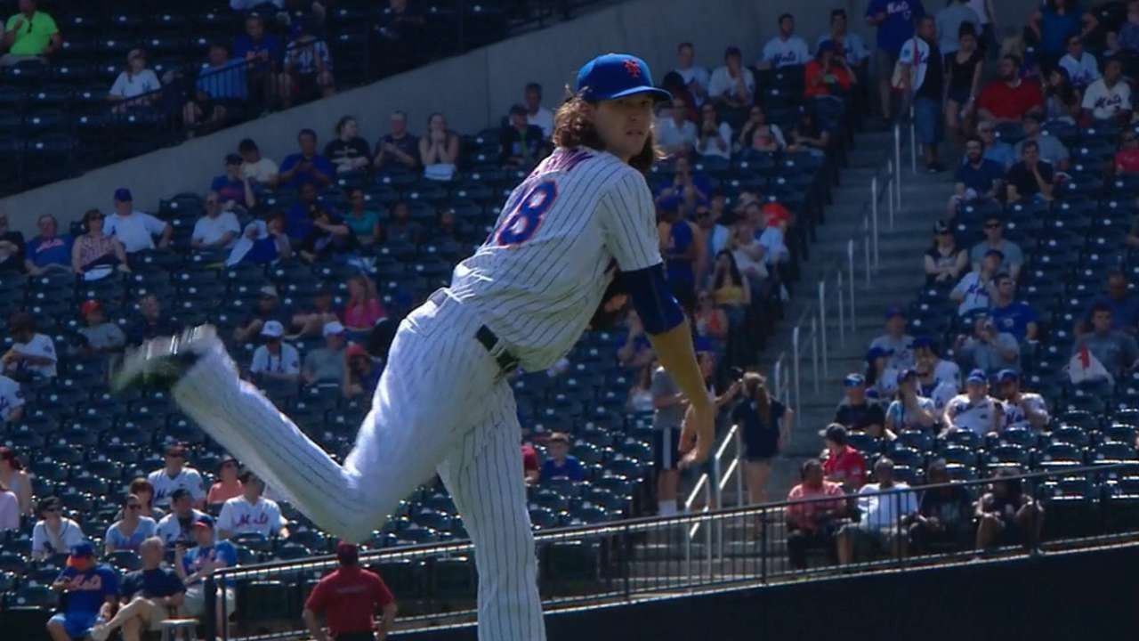 deGrom strikes out nine