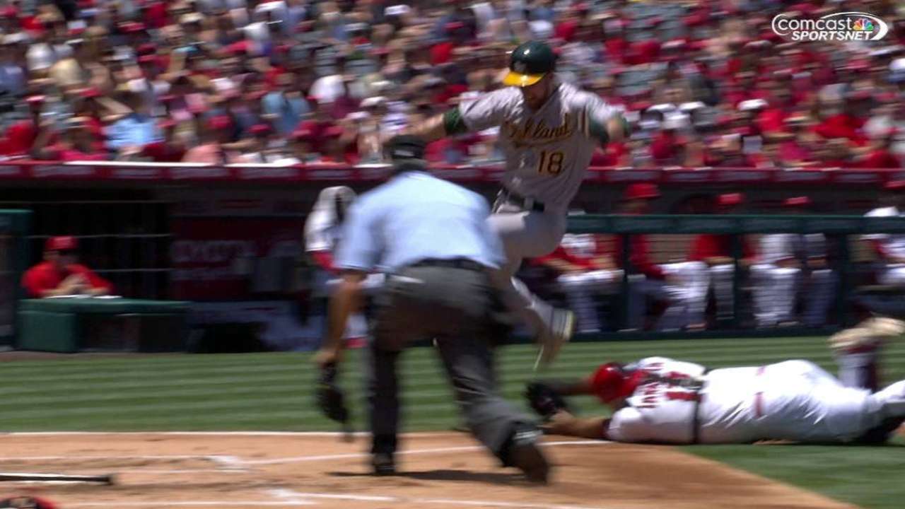 Angels defense falters in loss to A's