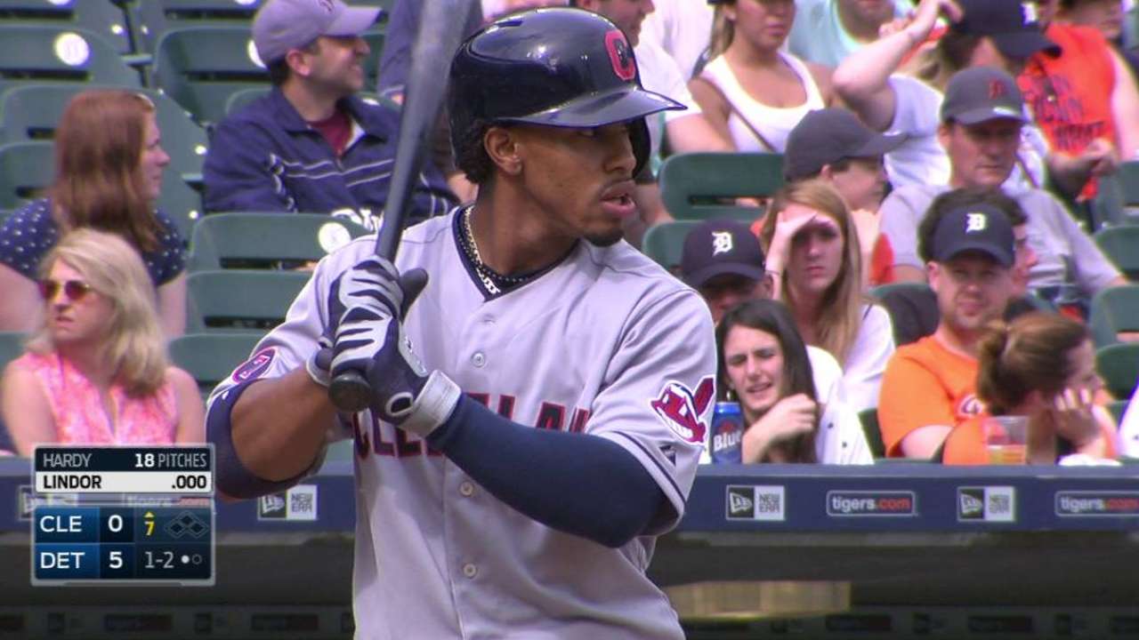 Lindor's first MLB at-bat