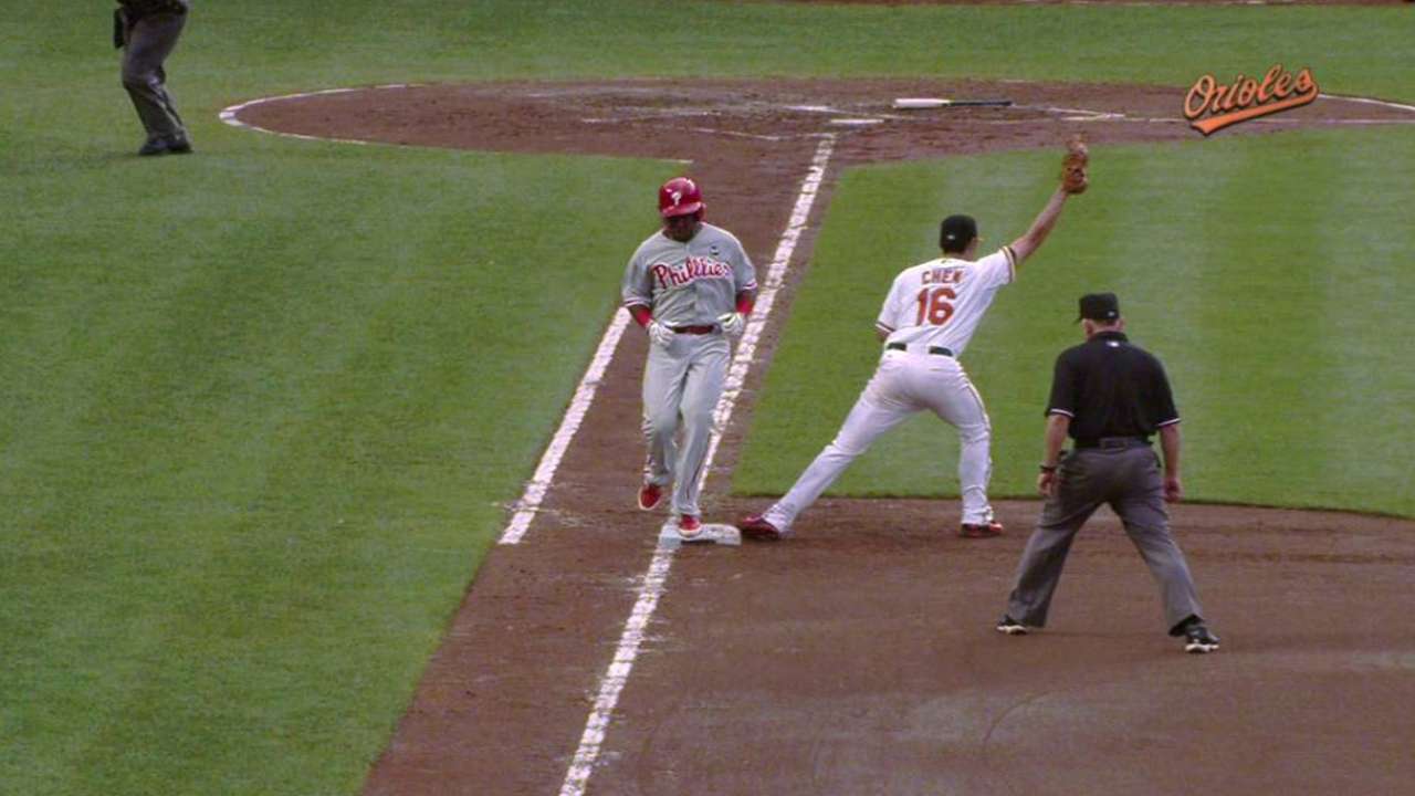 Davis starts slick double play