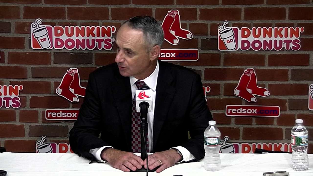 Manfred addresses several topics at Fenway