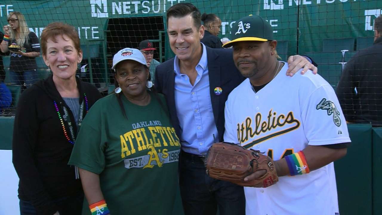 A's make history with anthem on Pride Night