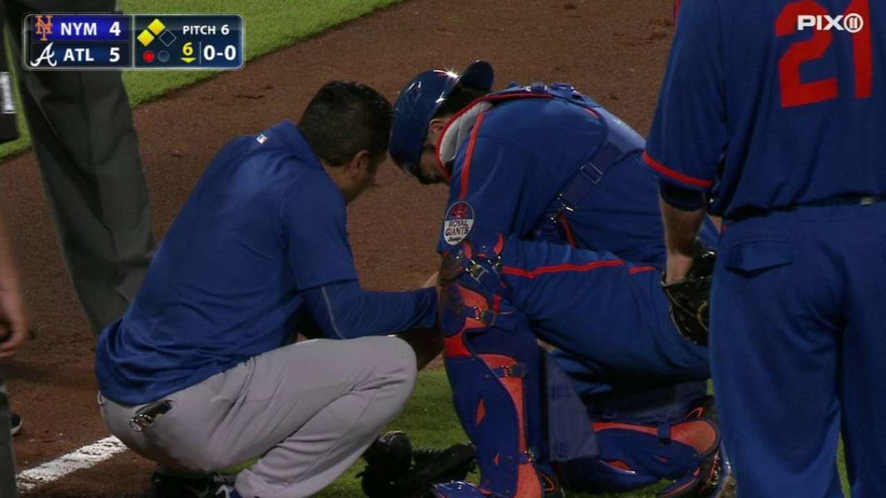 d'Arnaud injured on play at home