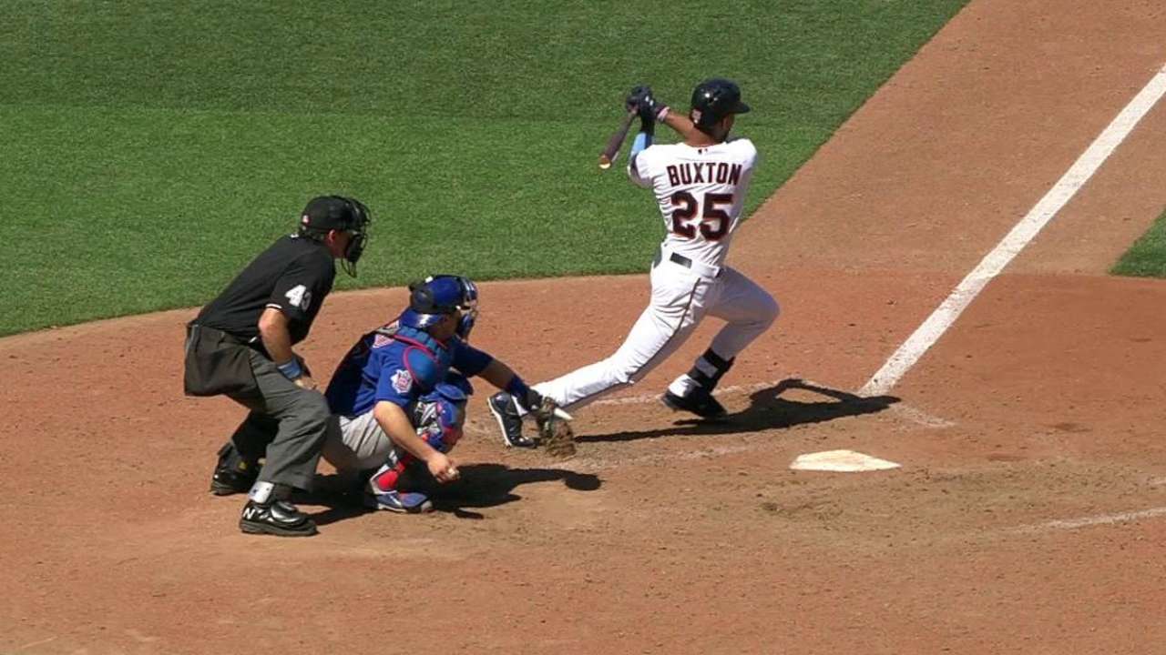 Buxton's first hit at home