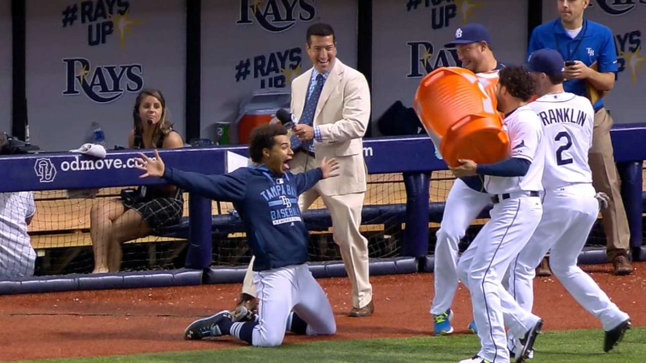 Archer doused by teammates