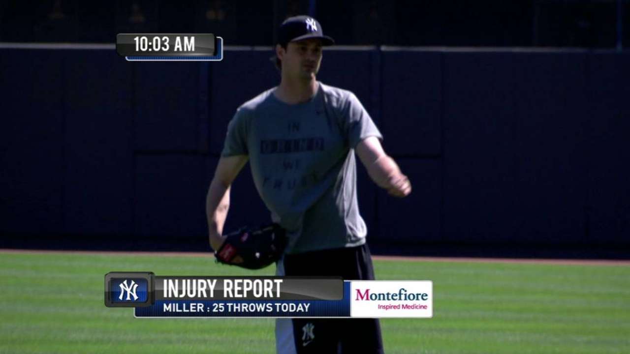 Miller throws for 1st time since going on DL