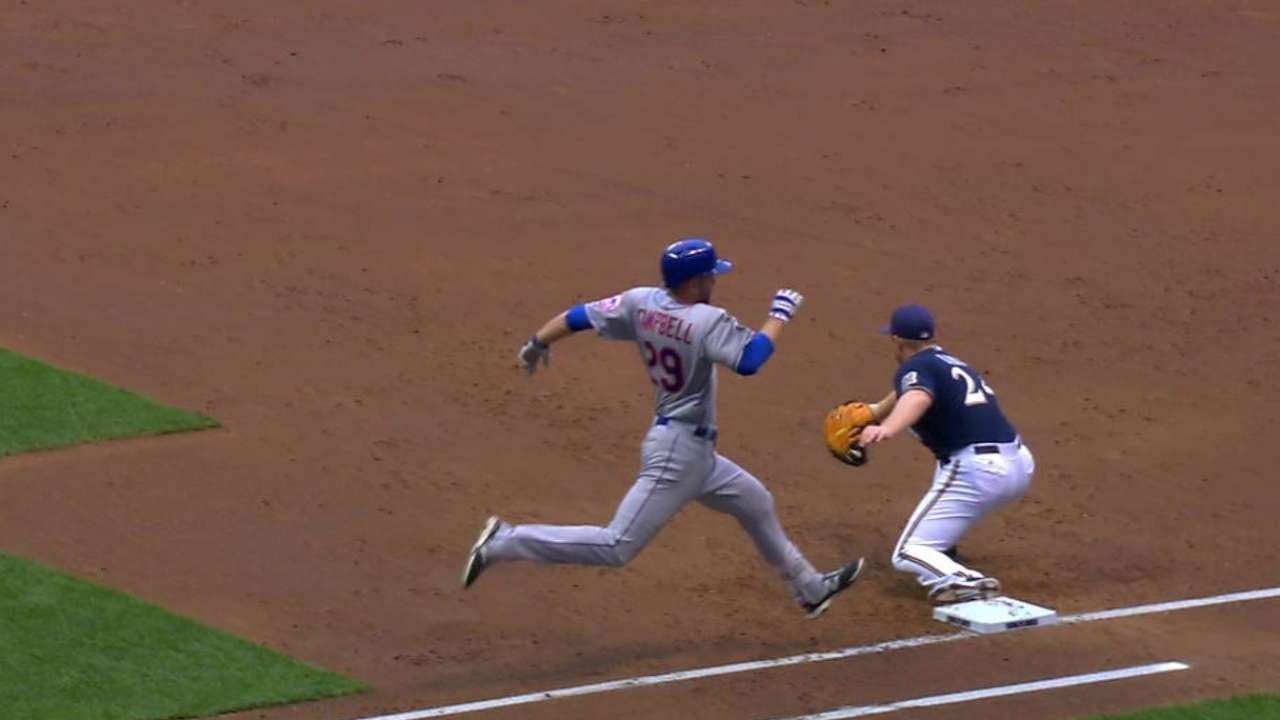 Brewers turn 6-4-3 DP in the 3rd