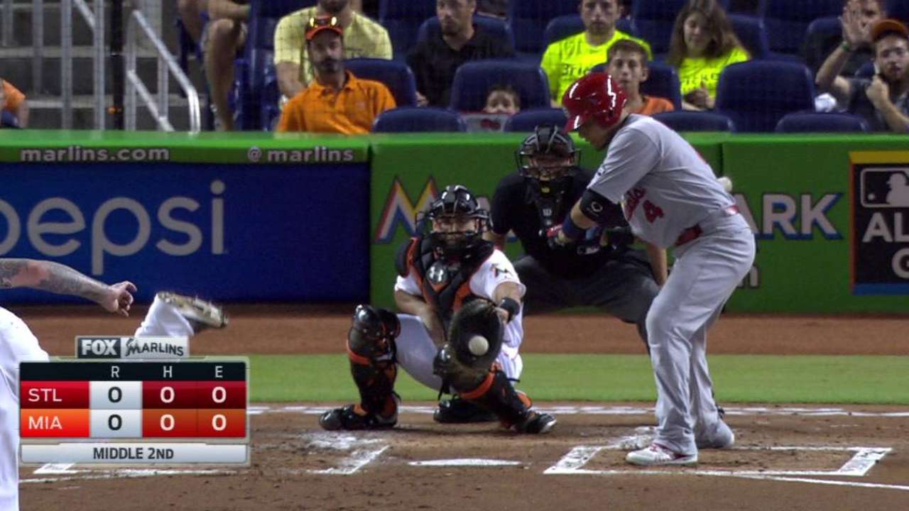 Latos strikes out Molina