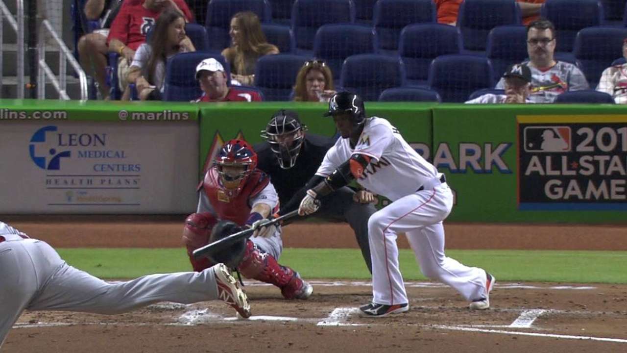 Hechavarria legs out bunt