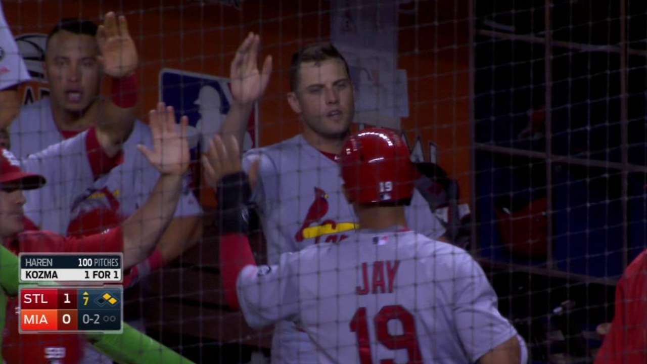 Kozma enjoys opportunity with three-hit night