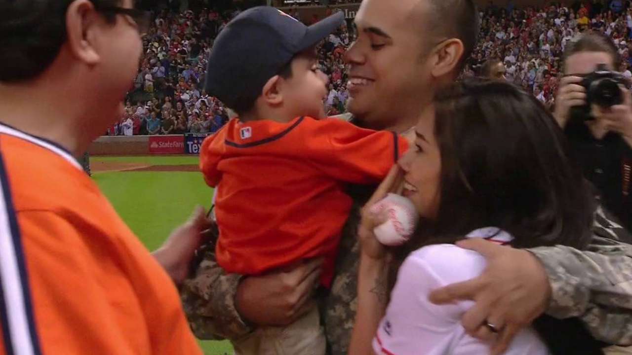 Sgt. Reyna surprises family at Astros game