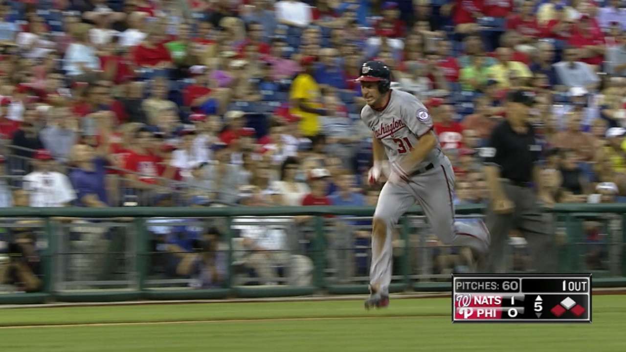 Scherzer hits, runs the bases