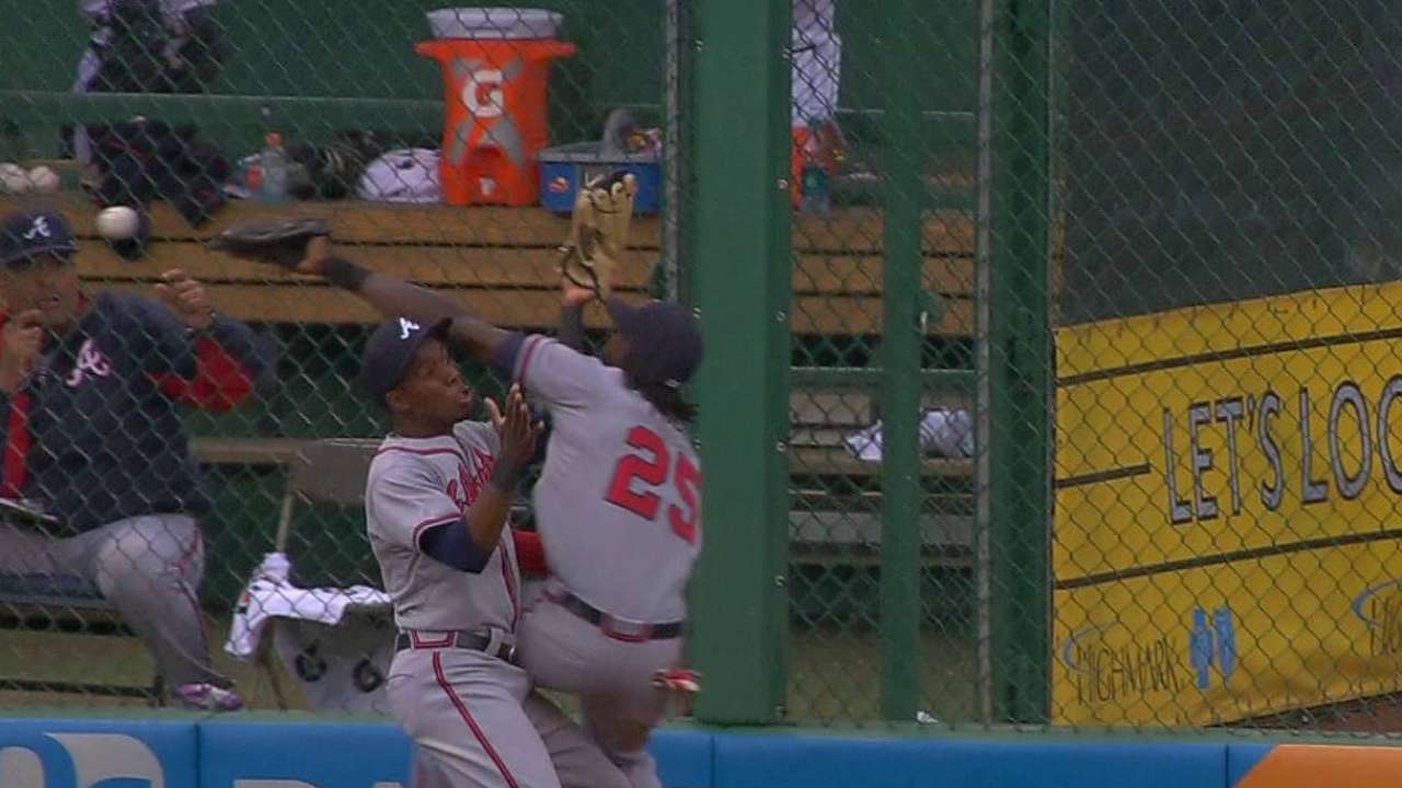 Perez OK after collision with Maybin in 9th