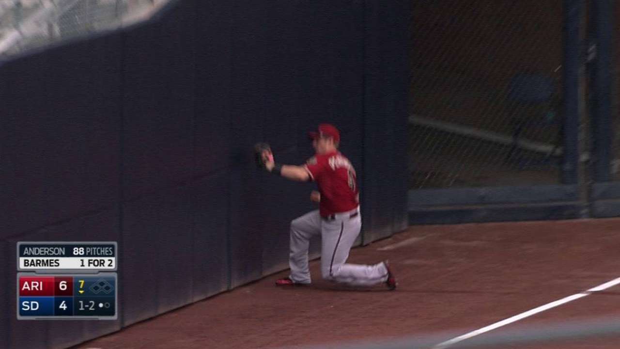 Pennington learning on job as fill-in outfielder