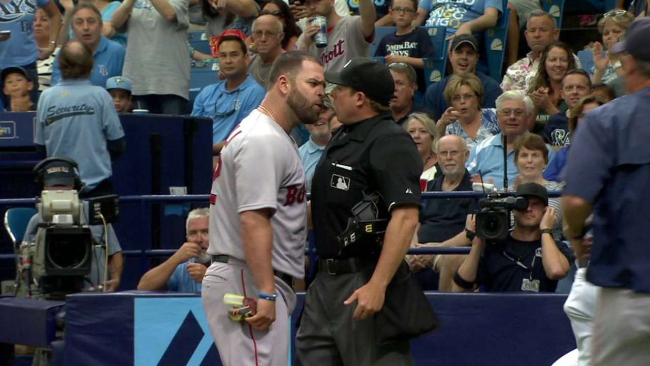 Napoli ejected after arguing strike three